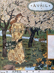 Young woman in an April garden