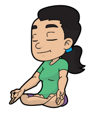 Cartoon of woman in lotus position