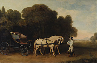 Phaeton with two horses & stable lad