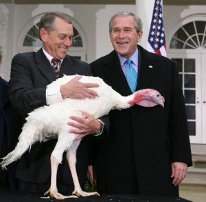 George Bush pardons turkey