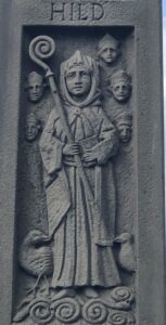 Bas Relief of Abbess Hild at Whitby Abbey