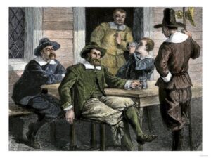 Puritan men at the pub